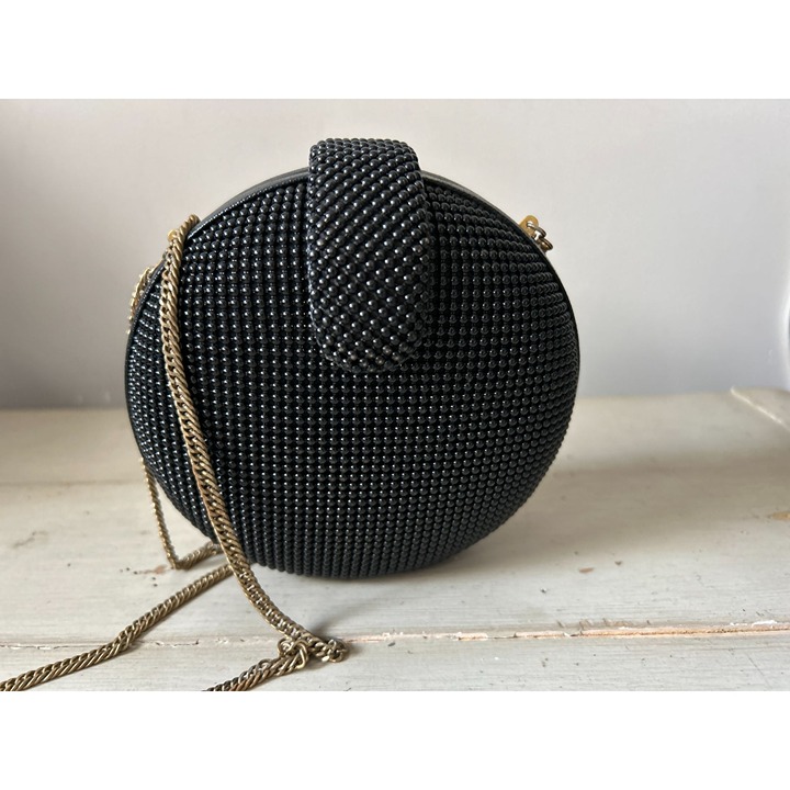 Whiting and Davis Black Round Evening Bag 6