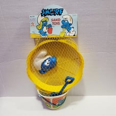 Vintage 1981 HG Toys PEYO Smurfs Sand Toys Smurf Bucket Pail Shovel MISP NEW
