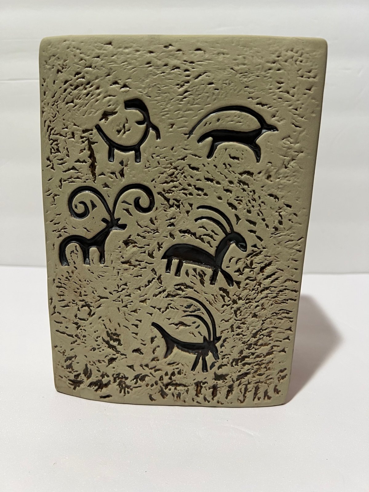 Indian Tribal Art Characters Ceramic Glaze Vase Beautiful Details Rectangle