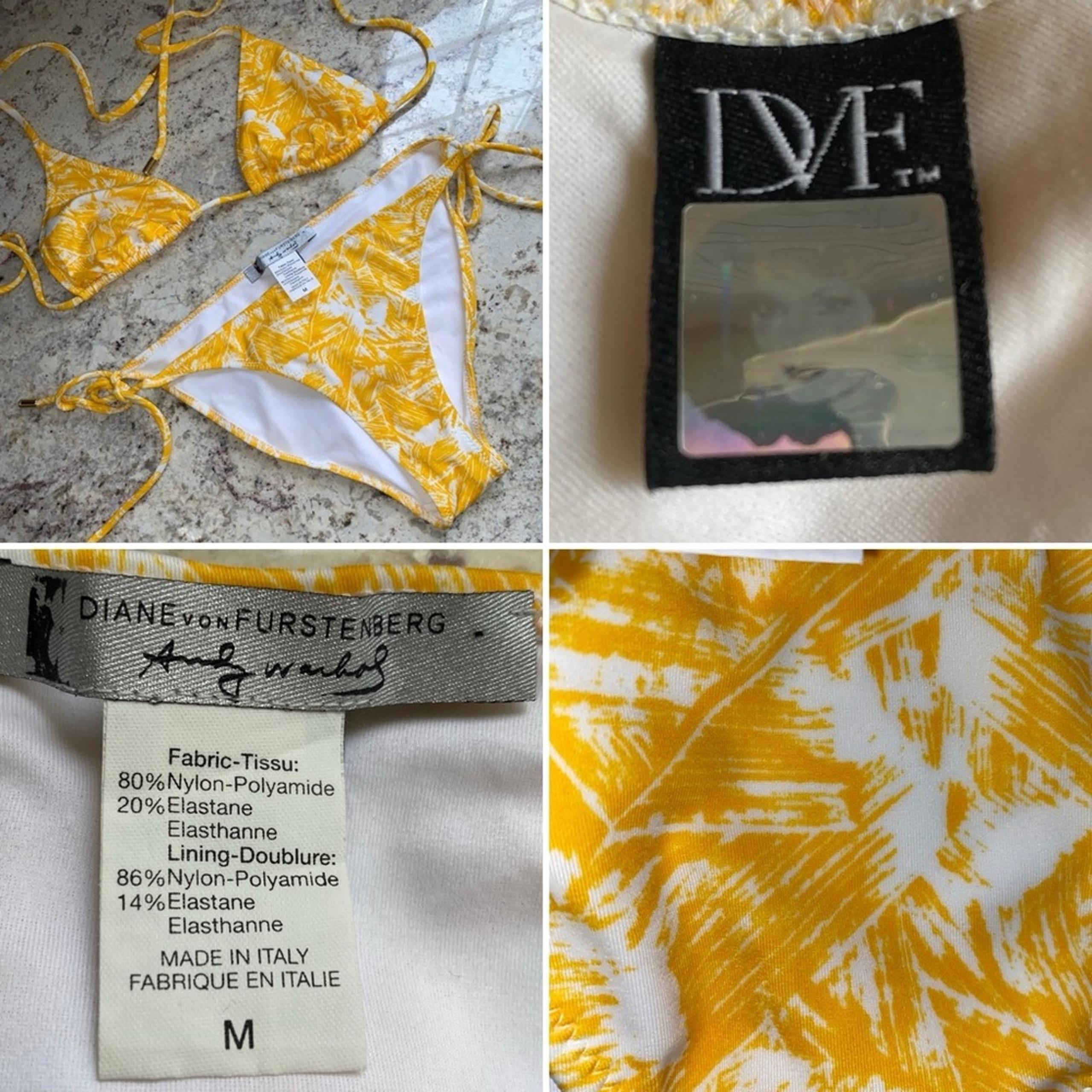 Diane Von Furstenberg DVF x Andy Warhol Yellow Modernist Bikini M