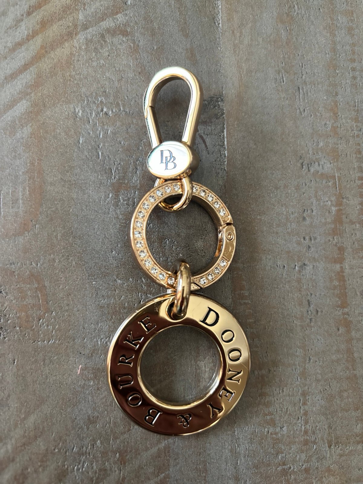 Dooney & Bourke Keychain Key Fob Charm Gold Sparkle Diamond NEW