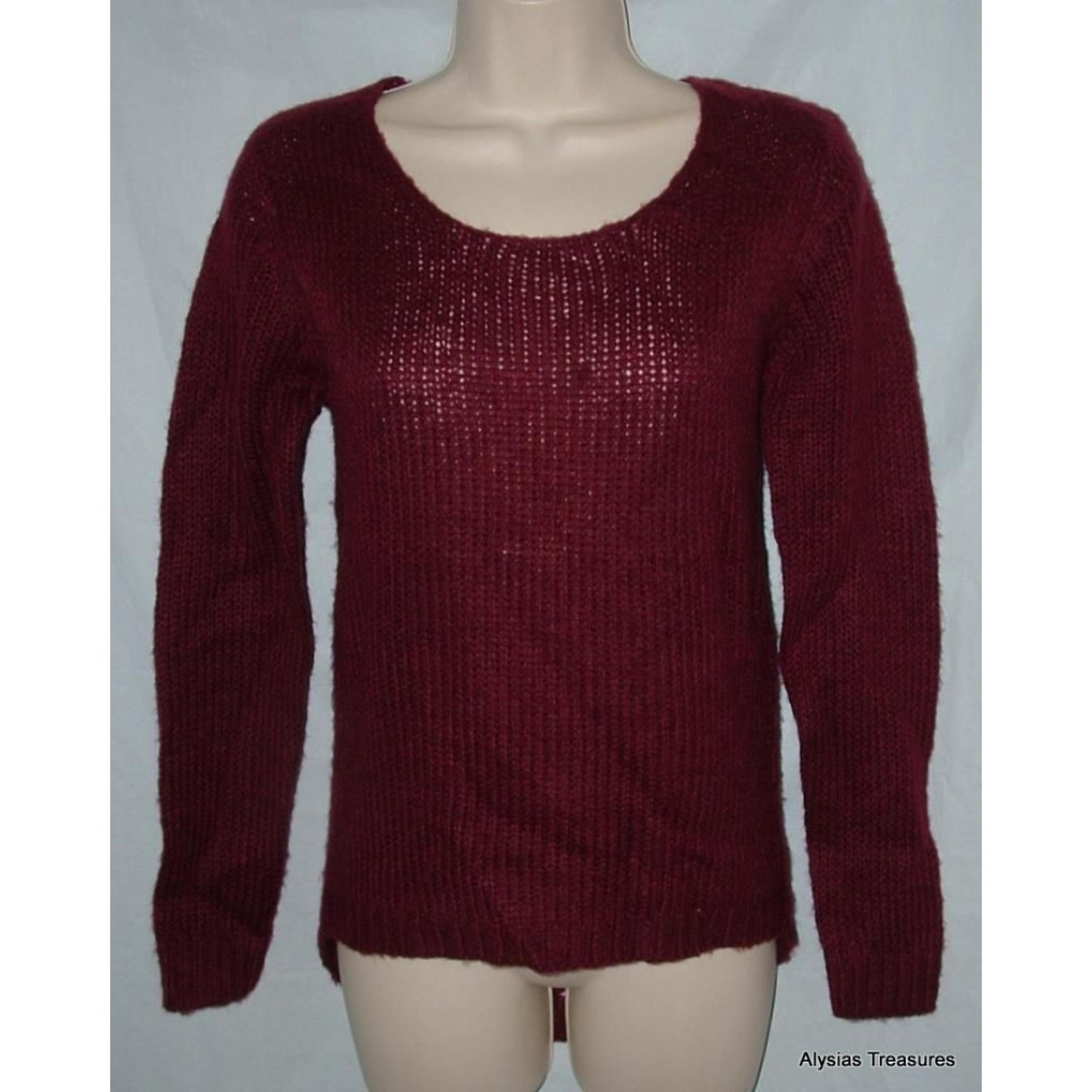 NEW NWT Dark Wine Sz Jr XS Casual or Dress Loose Knit High Low Sweater RUE21