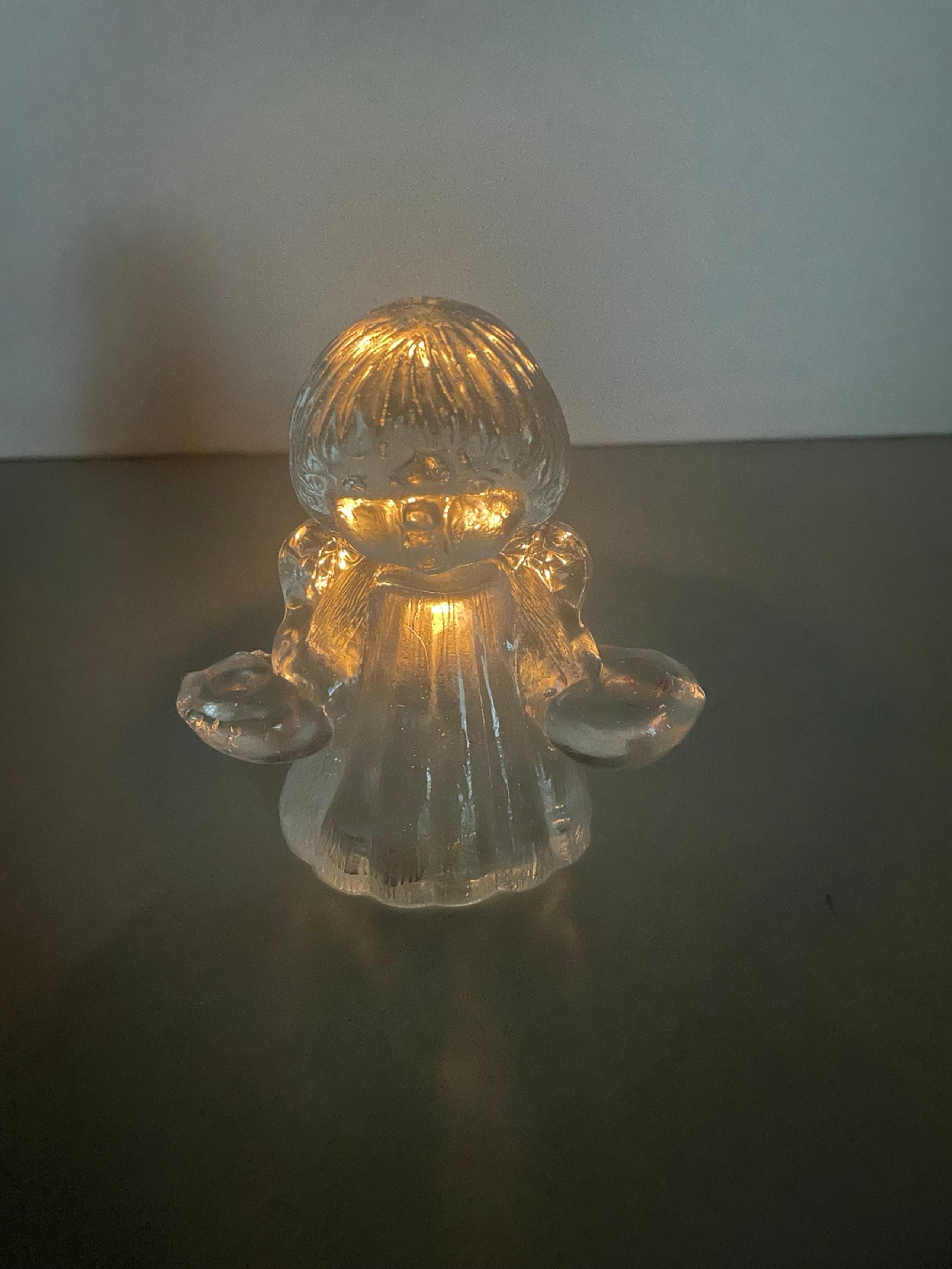 Vintage Goebel Angel Mini Taper Candles Holder West Germany Glass Clear