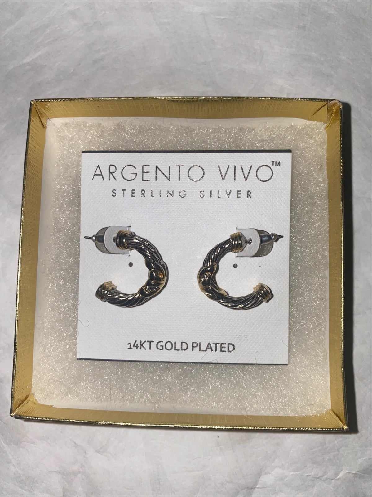 ARGENTO VIVO Sterling Silver 14k Gold Plated Pierced Hoop Earrings 100