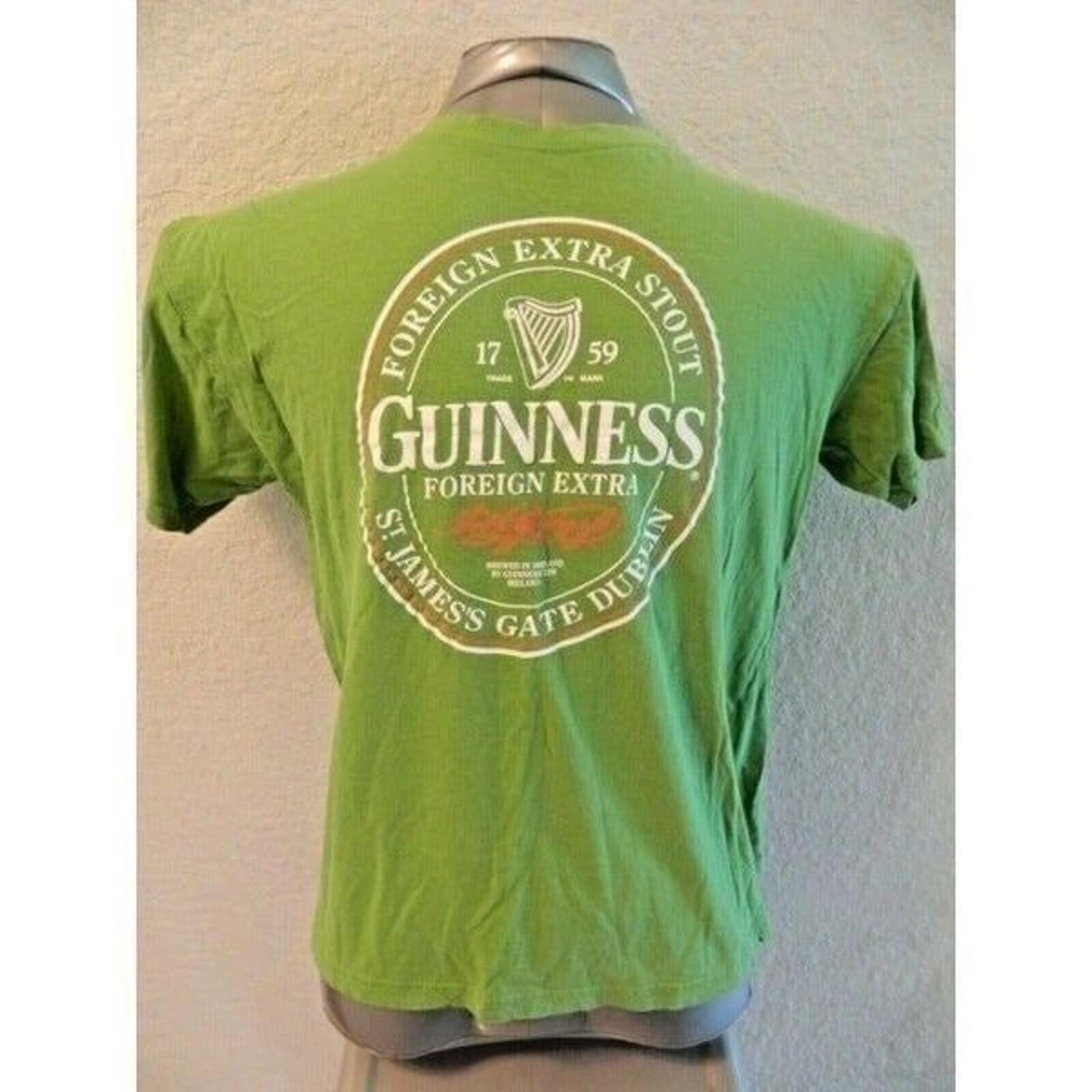 Guiness Green/White Logo Women T Shirt L