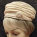 Turban Hat w/ Ribbon Rose, Charmette NY VINTAGE Great Gatsby Cream 20s 30s 50s