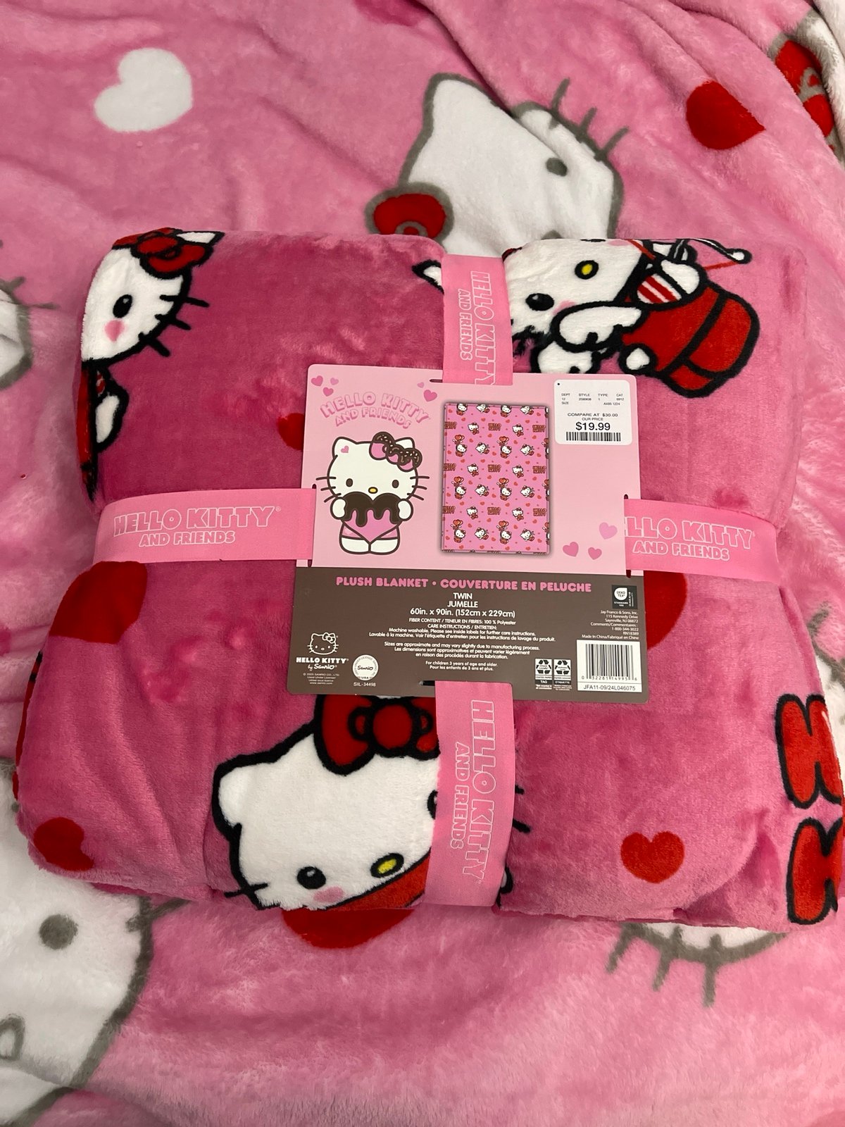 Hello Kitty blankets valentines Twin Cupid
