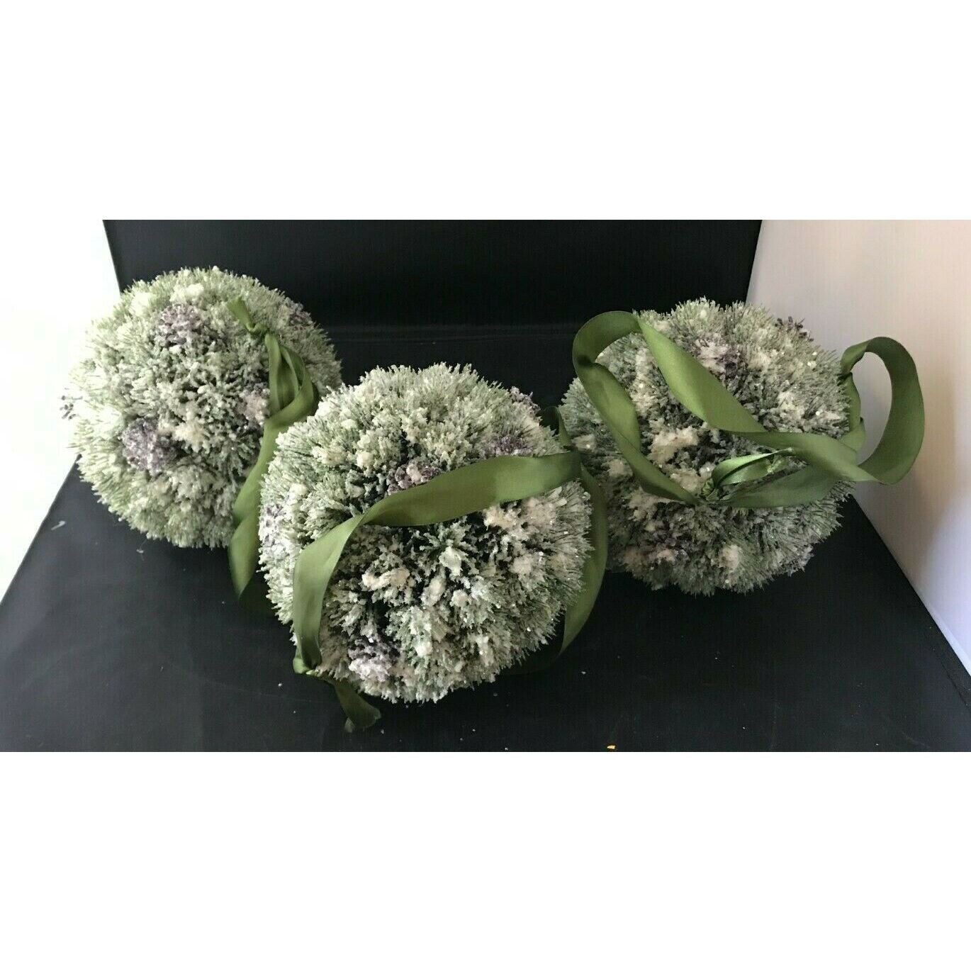 Set of 3 Holiday Snow Decor Fake Tree Ornaments Approx 6.5