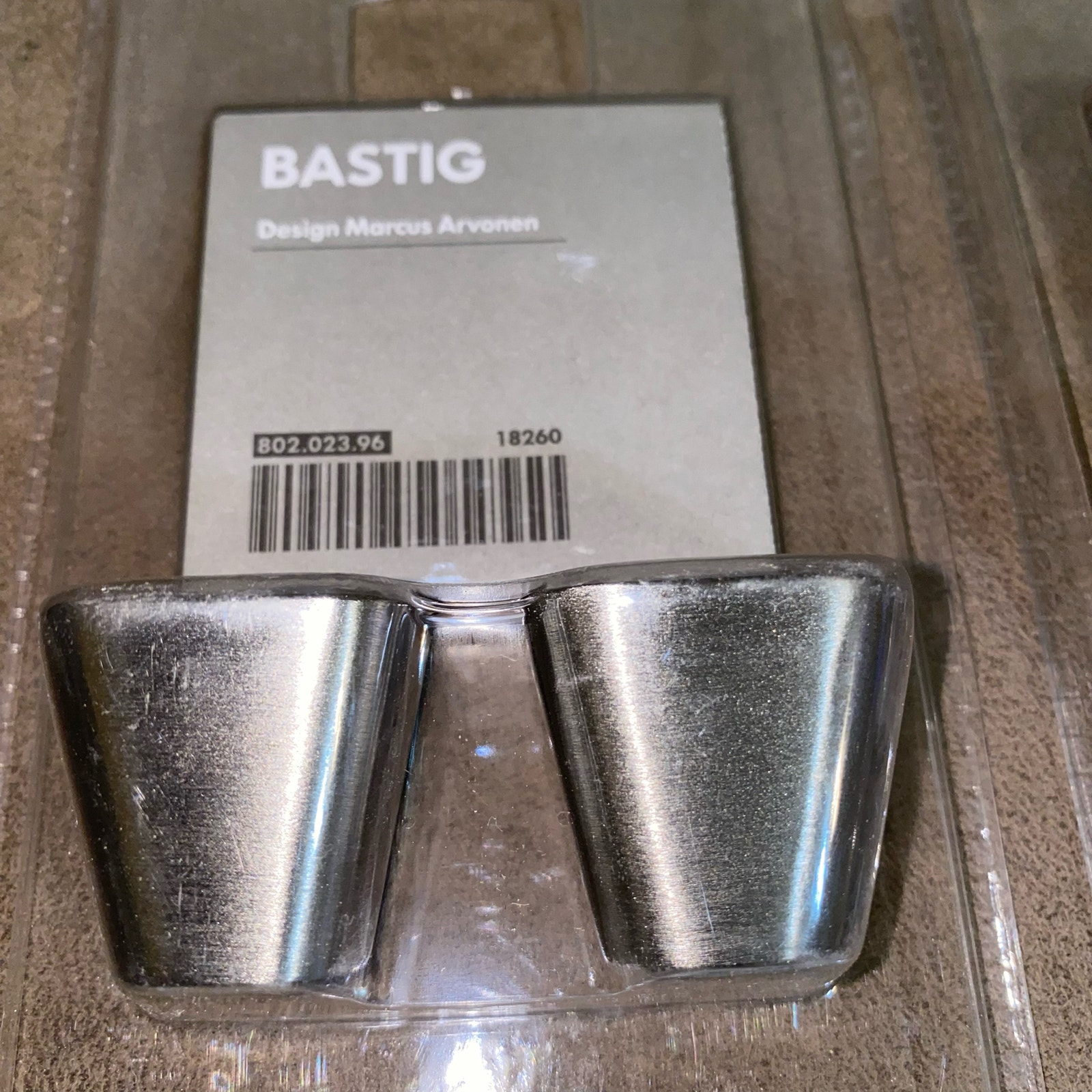 Ikea Bastig 2 Drawer Pulls Cabinet Knob Brushed Nickel 802.023.96 NEW Disc. x 4