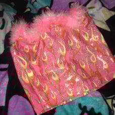 Pink flame furry tube top y2k