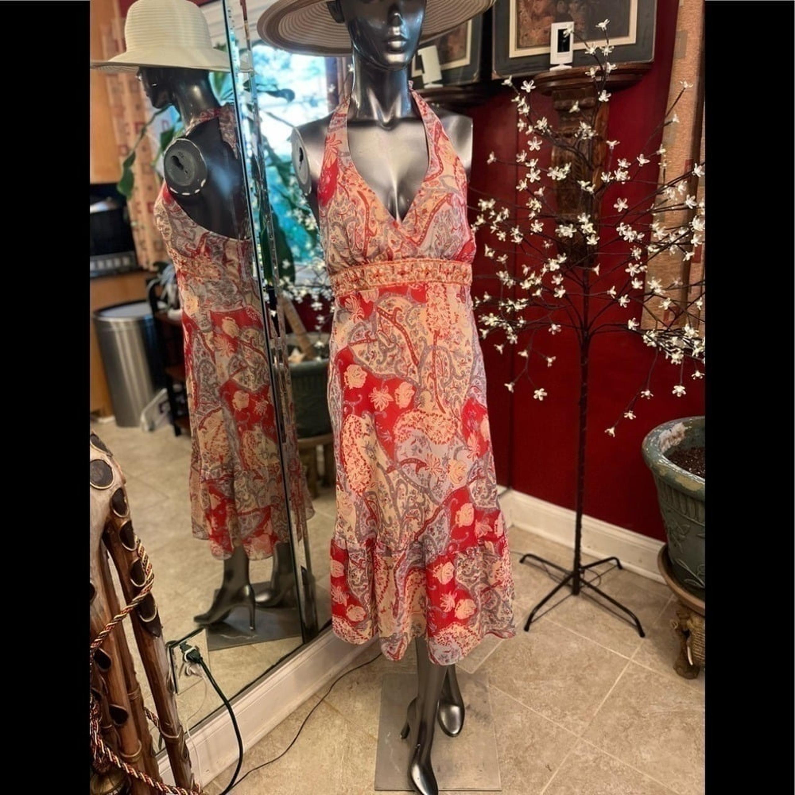 Jonathan Martin Studio Women's Halter Embroidered Beads Sequins Dress Size 8