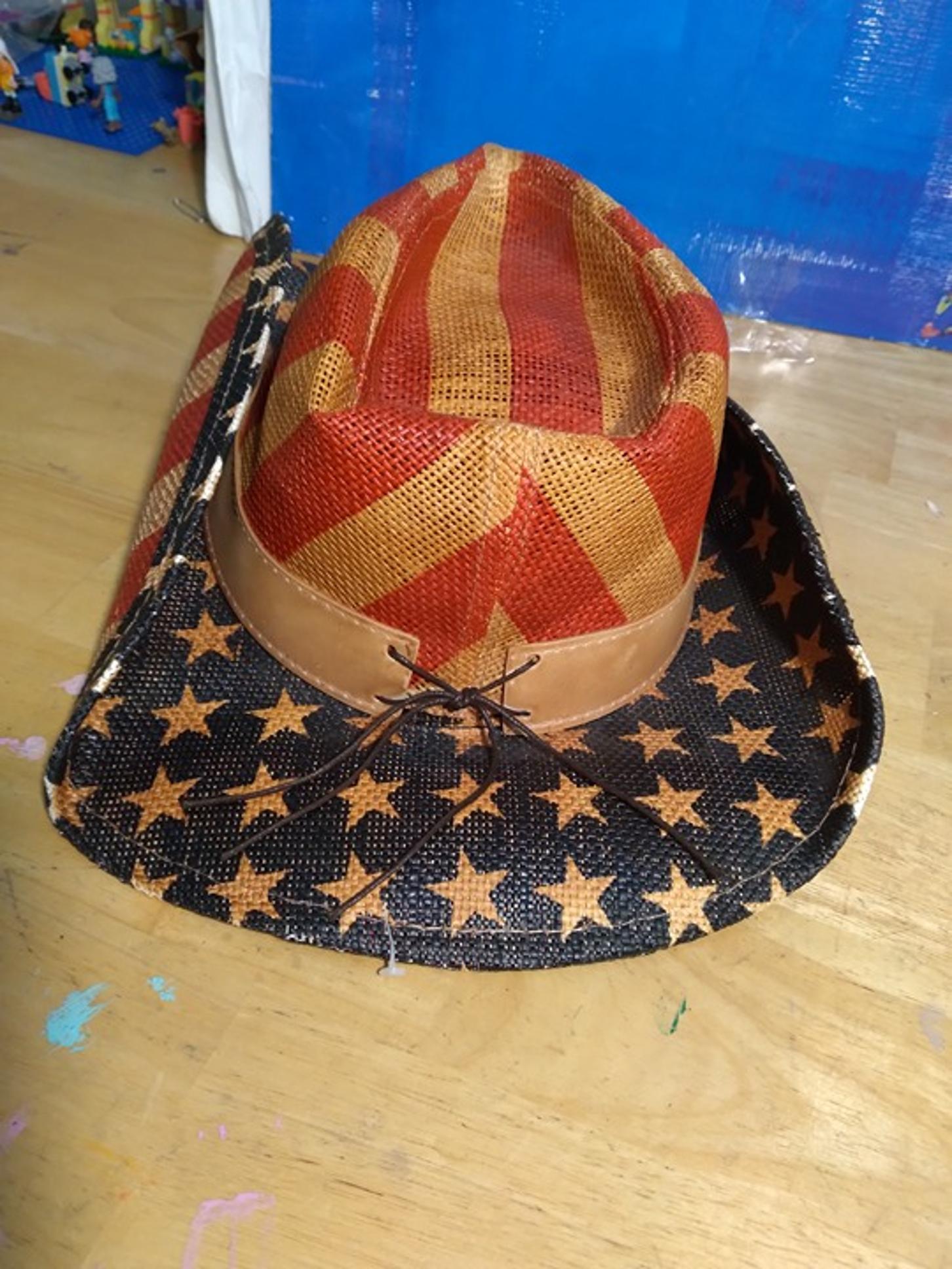 Goldcoast Sunwear Cowboy Hat Rustic American flag Design OS Very Good Condition