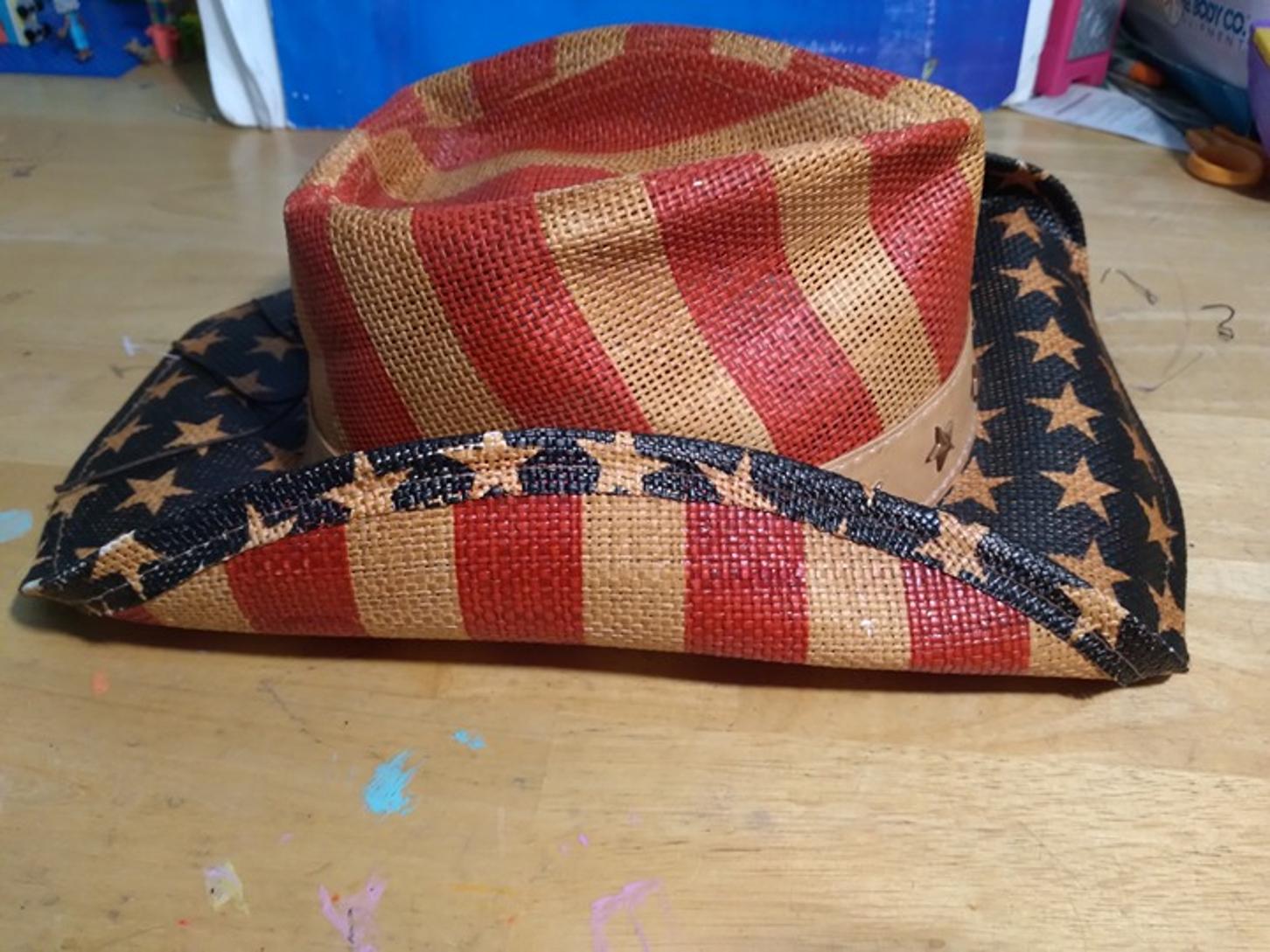 Goldcoast Sunwear Cowboy Hat Rustic American flag Design OS Very Good Condition