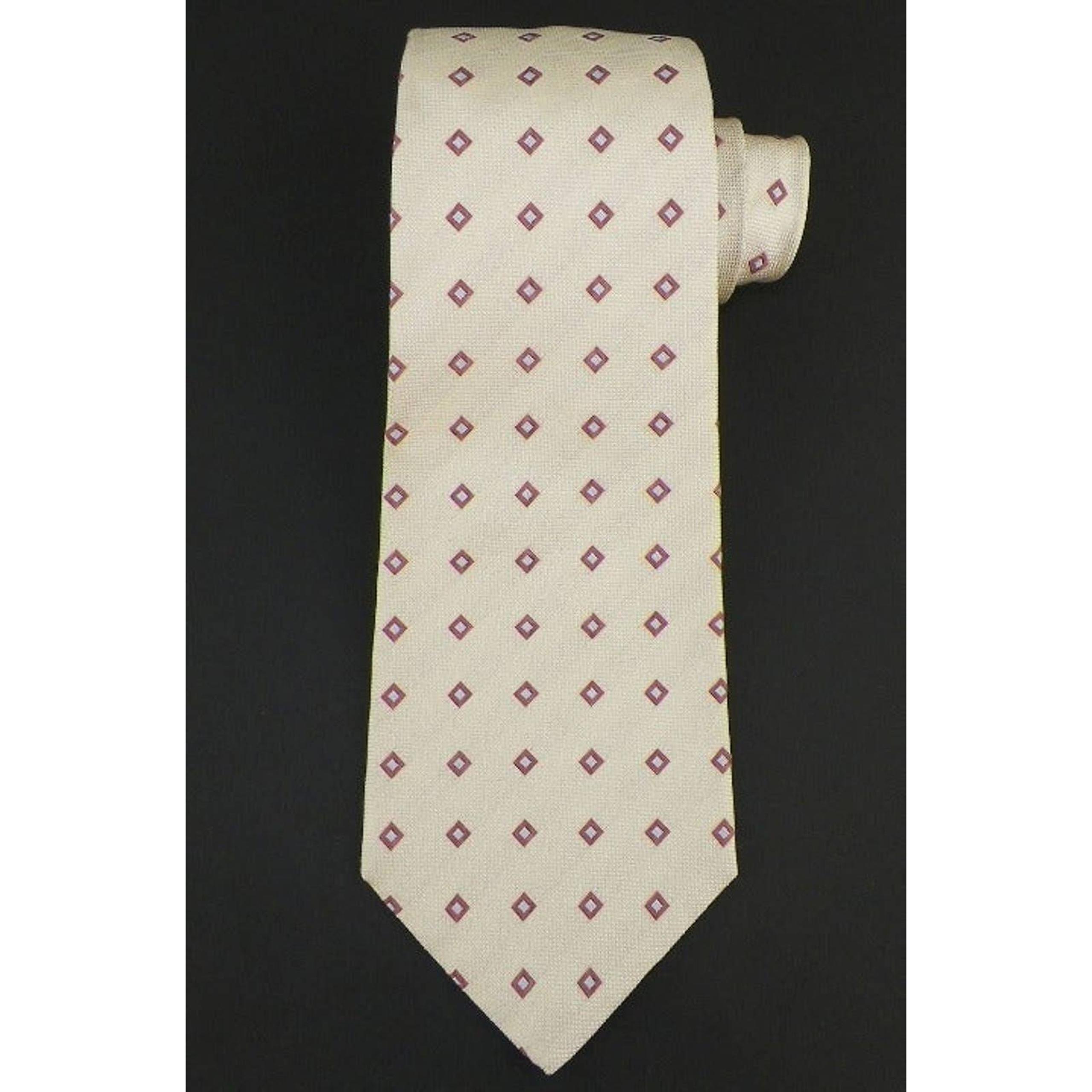 KITON Cream Rose Geometric Woven Silk Tie