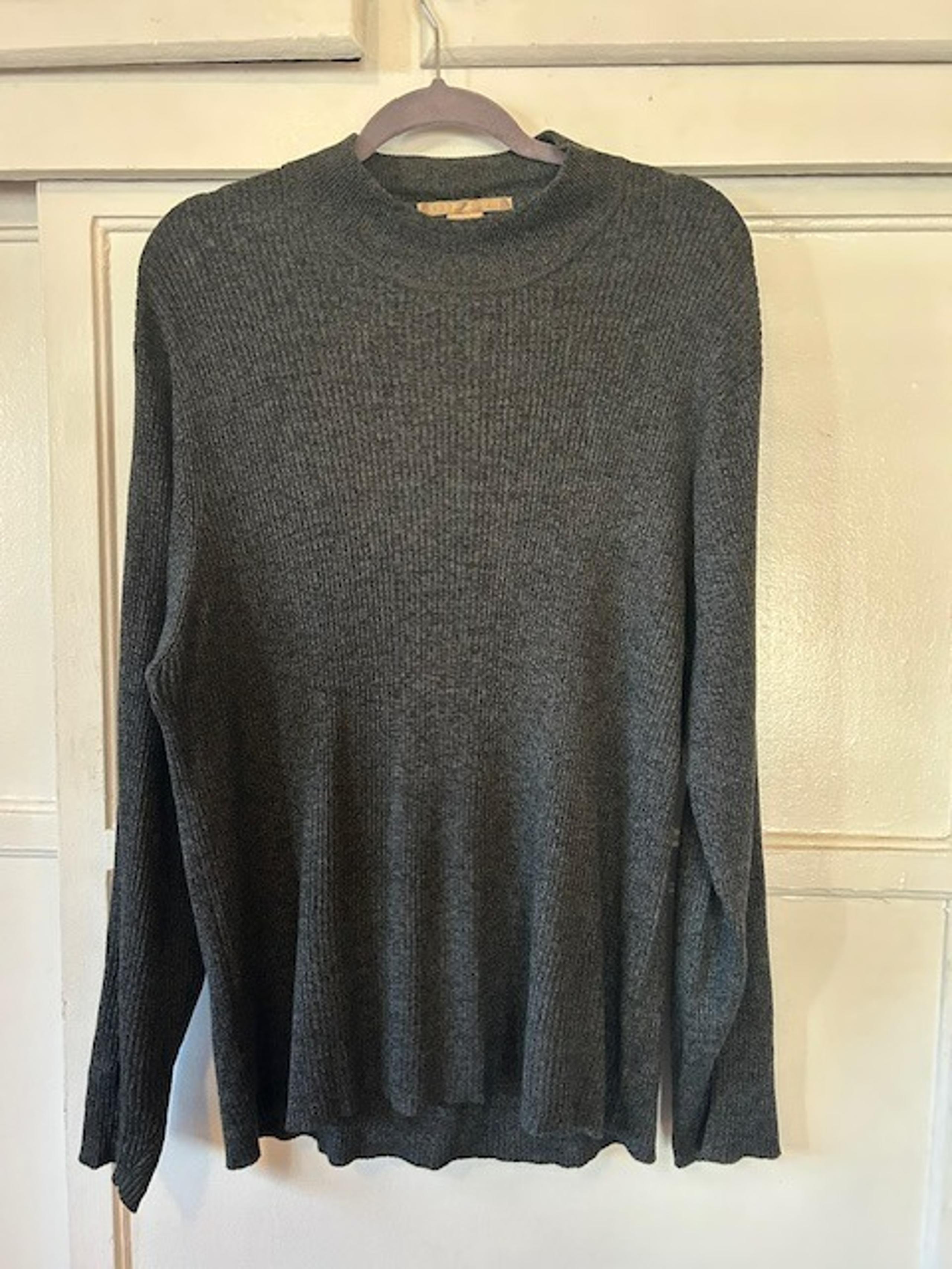 Perry Ellis Men's Crew Pullover Top Size XL Gray Ribbed Fabric Silk Cotton Blend
