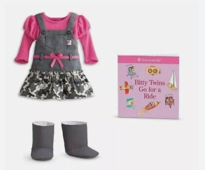 American Girl Bitty Twins Retired Camo Jumper Outfit Dress New in Box NIB