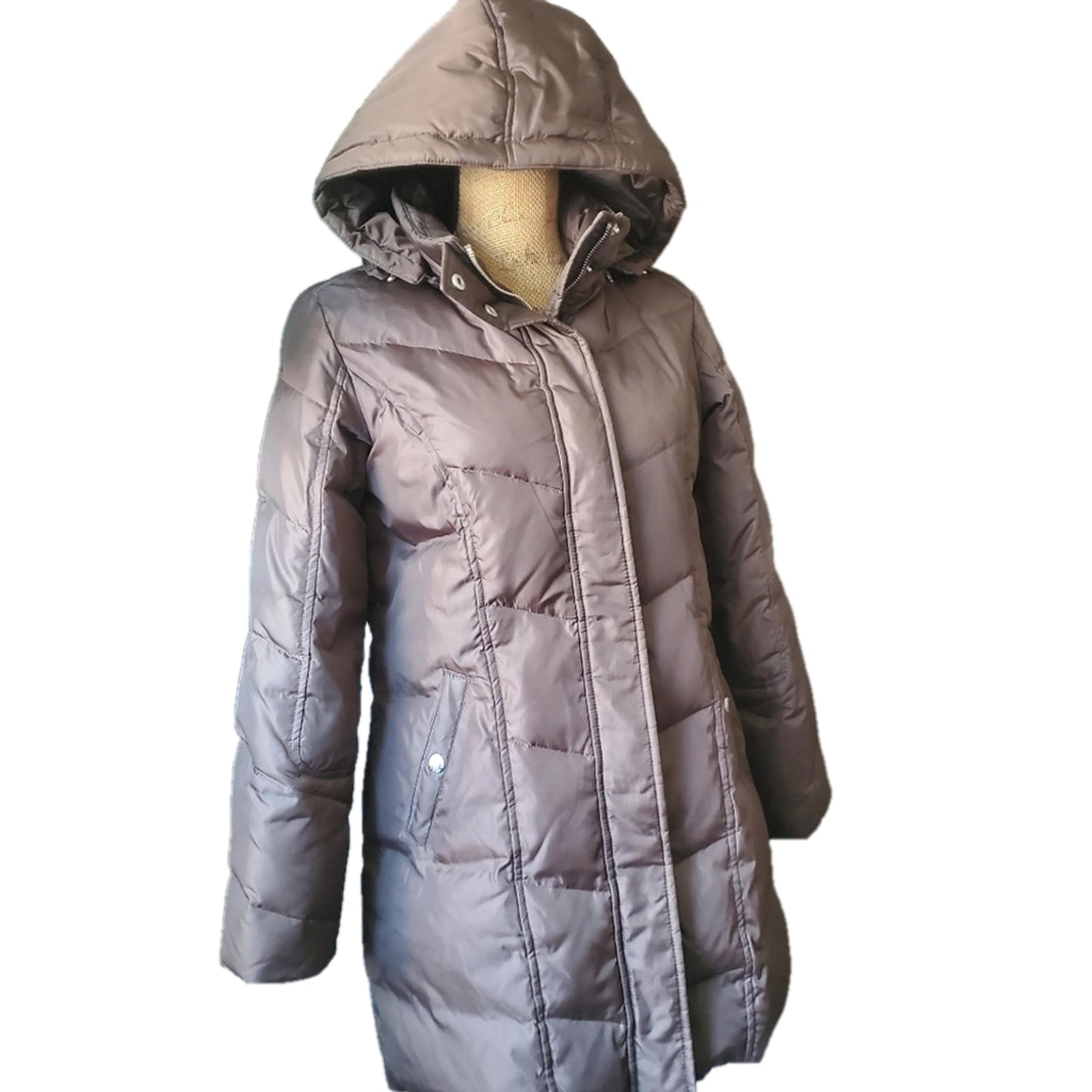 Michael Kors Long Puffer Jacket Women's Size PM Chocolate Brown Hooded *