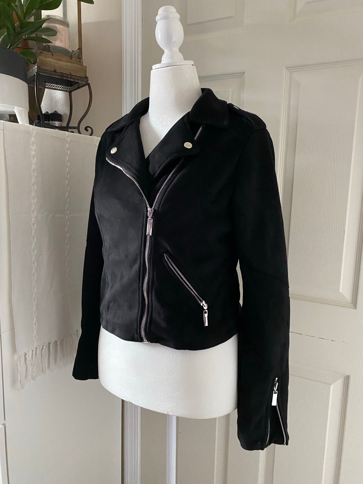 J2 Black Moto Jacket Asymmetrical Zipper