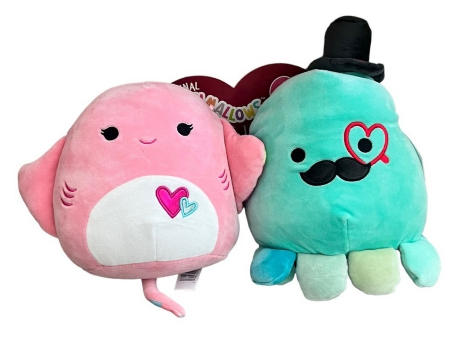 8 Saxa Stingray & Eiko Octopus, set Squishmallows Valentine's Day 2023 NWT.