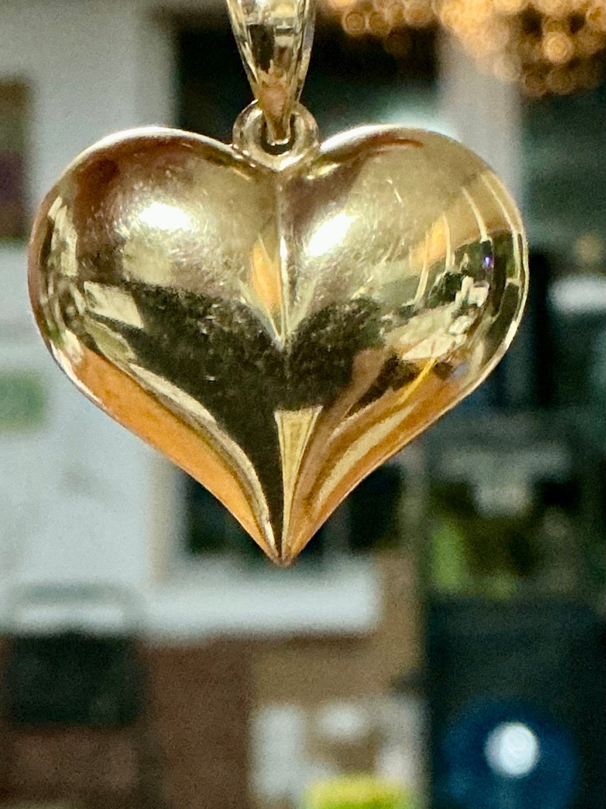 14k DZ Puffed Yellow Gold Heart Charm Pendant