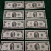 (10) 2013 2 Two Dollar Bill Notes Consecutive Serial Uncirculated