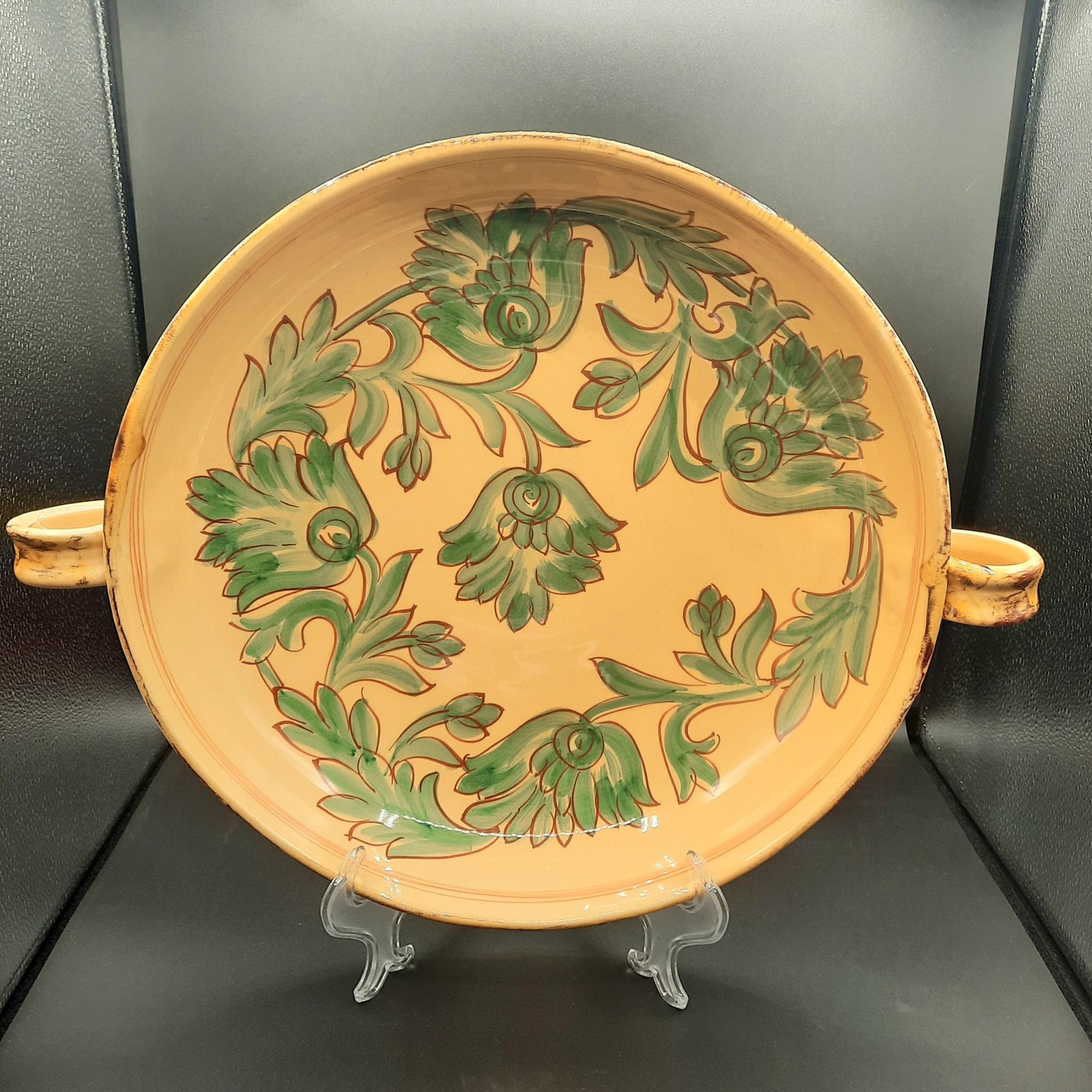 Williams Sonoma Carciofi 2012 Large Handled Pasta Serving Bowl Yellow Gold Green