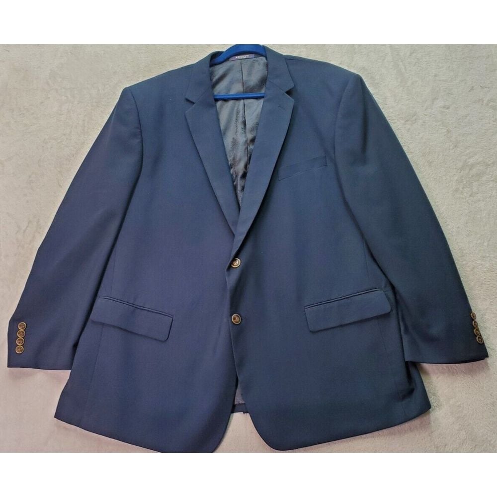 Adolfo Suit Jacket Mens M/S Navy High Twist Microtech Single Breasted Two Button