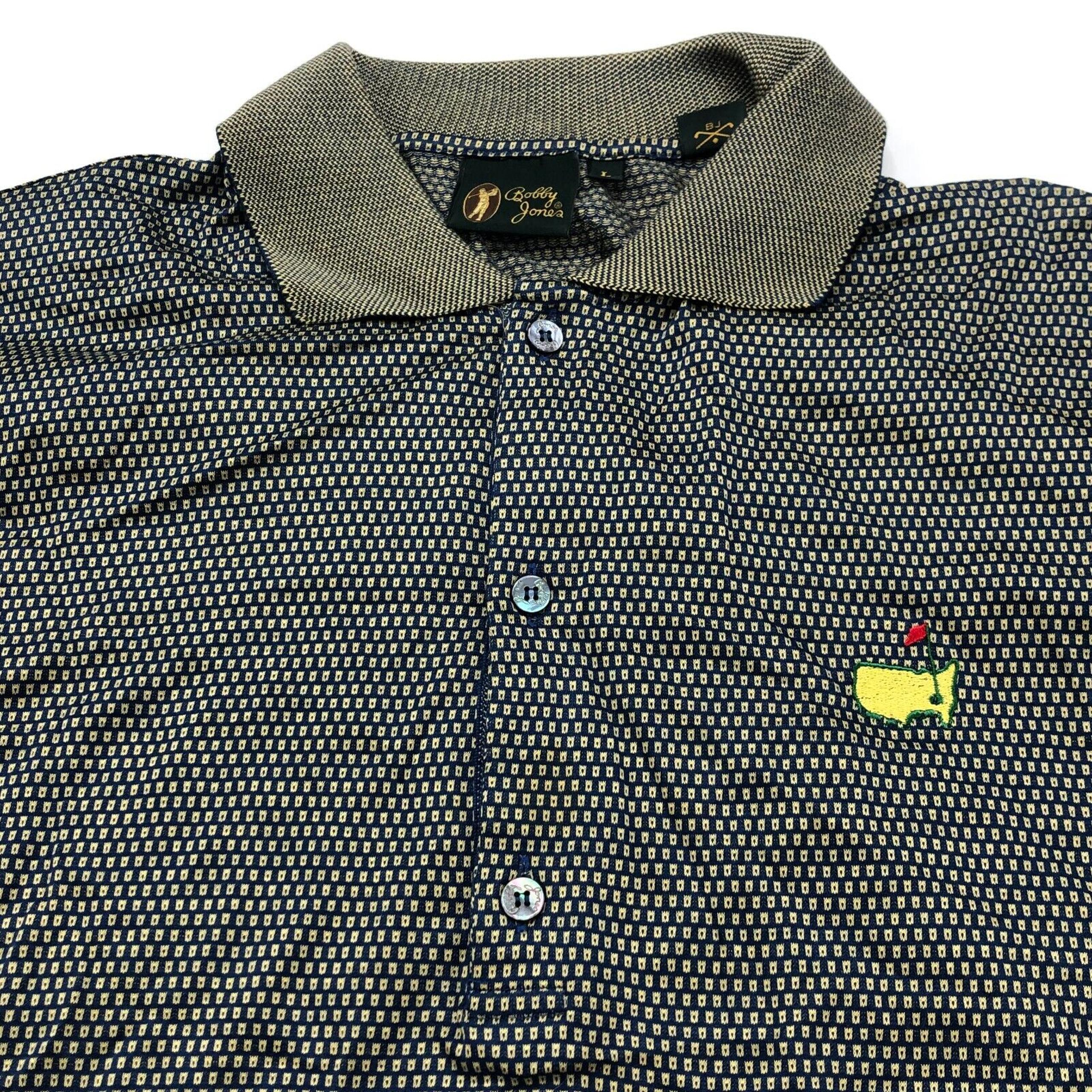 Bobby Jones Large Blue Masters Logo Golf SS Button Polo Shirt
