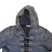 PBJ Blues Hooded Cardigan, Size SM Distressed Denim
