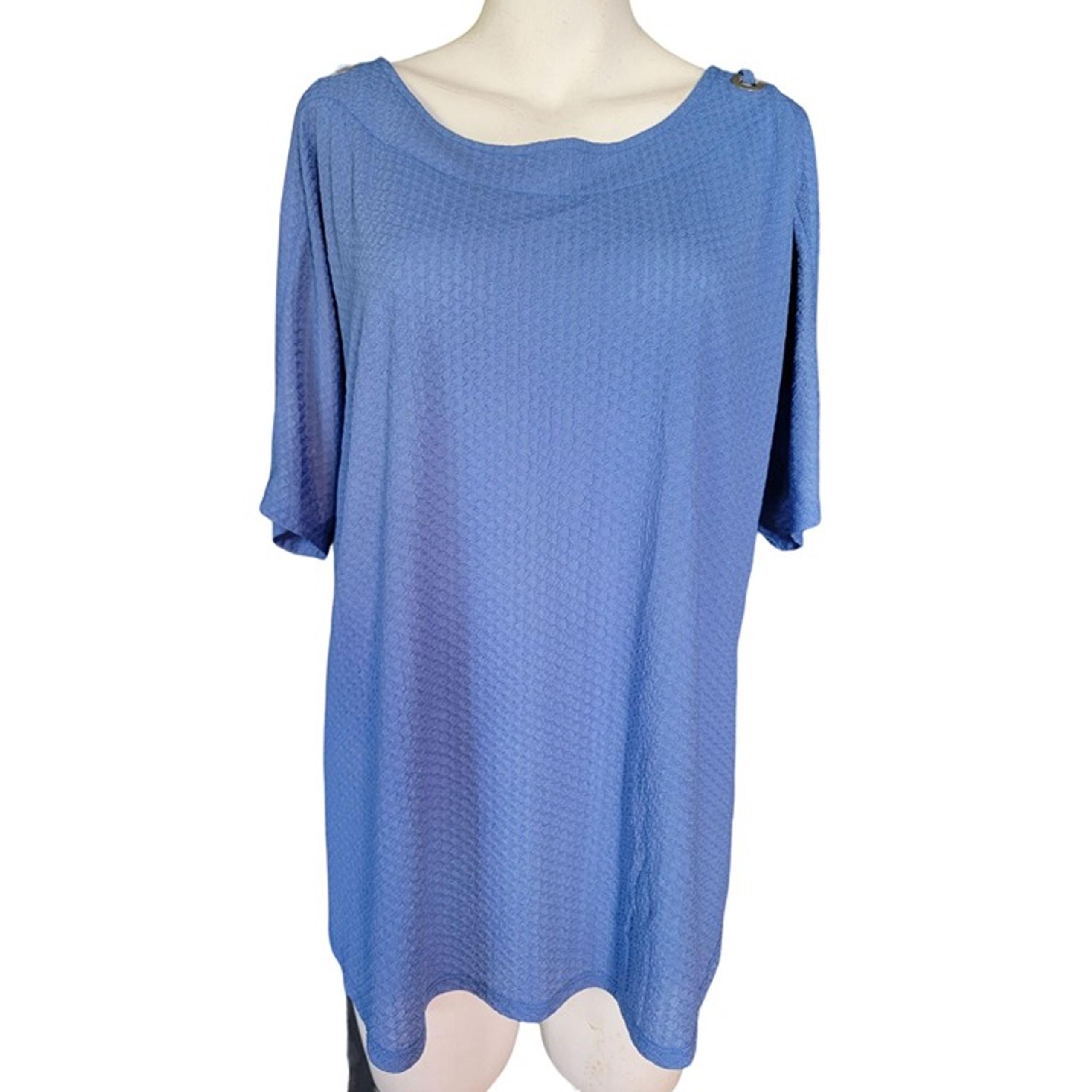 Cocomo Womens Peek-A-Boo Tunic Blouse XL Blue Scoop Neck Gromit Details