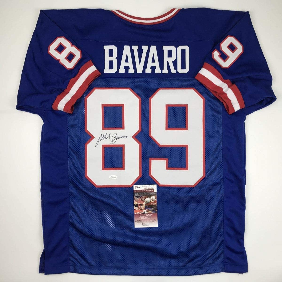 Autographed/Signed Mark Bavaro New York Blue Jersey JSA COA