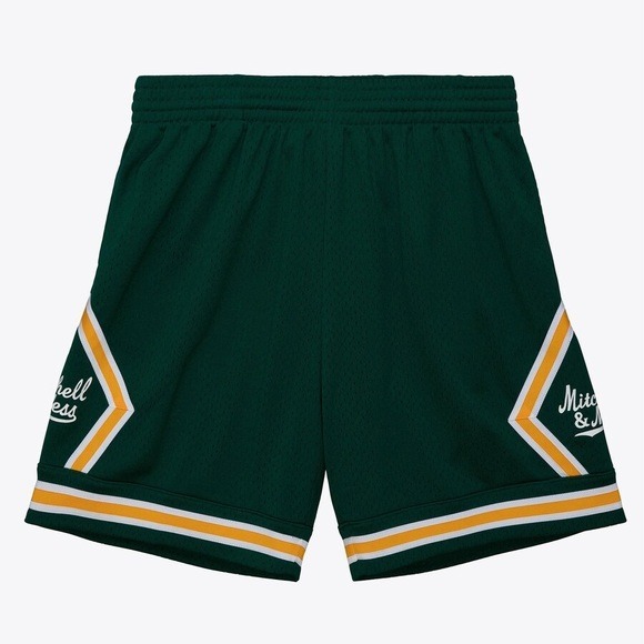 NWT MITCHELL & NESS GREEN DIAMOND SCRIPT SHORTS SZ 2XL XXL