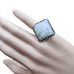 Huge size 12 sterling silver rainbow moonstone ring