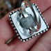 Huge size 12 sterling silver rainbow moonstone ring