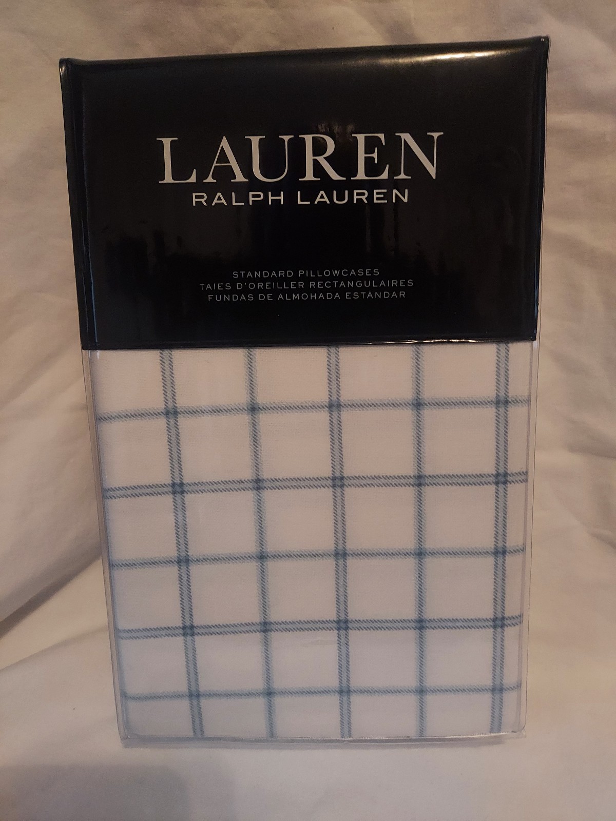 Lauren Ralph Lauren Millerton Plaid Flannel STANDARD Pillowcases BLUE - 20x32