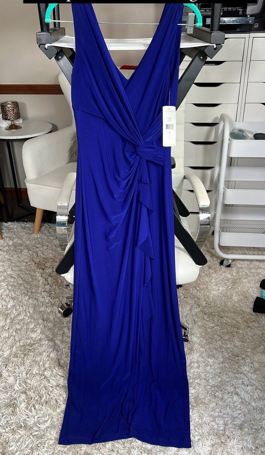 NWT Lauren Ralph Lauren Evening Royal blue twist knot dress women’s size 6