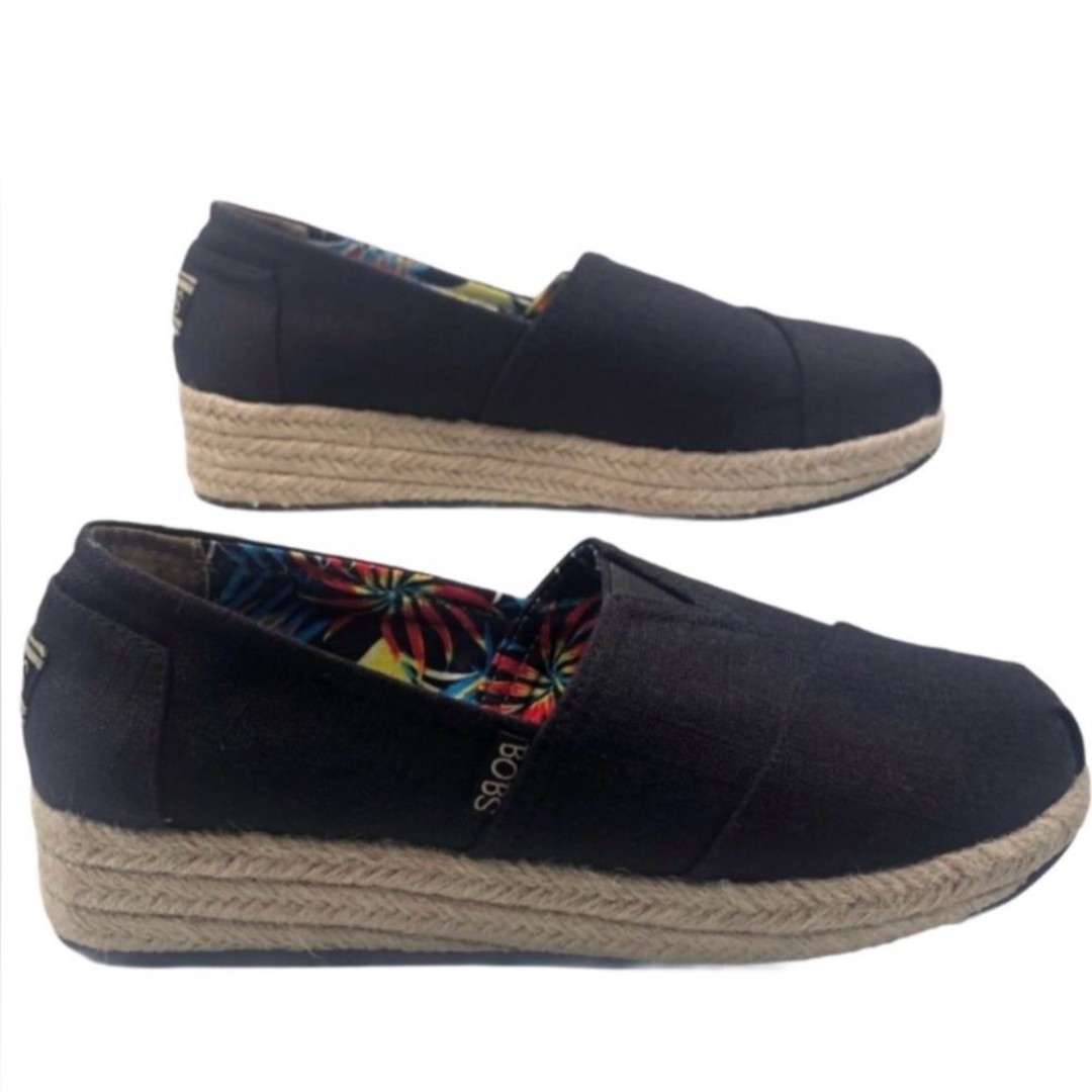 NWT BOBS Memory foam Black Platform Espadrille Slip-On Shoes Size 8.5