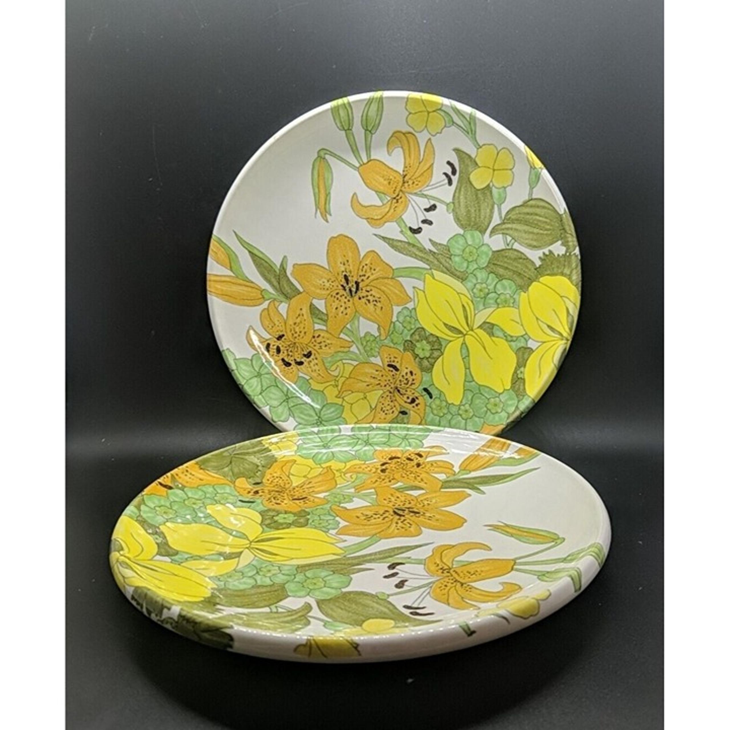 Ernestine Salerno Salad Dessert Plate Set Of 2 Orange Lily 912 Italy Signed 8.5"