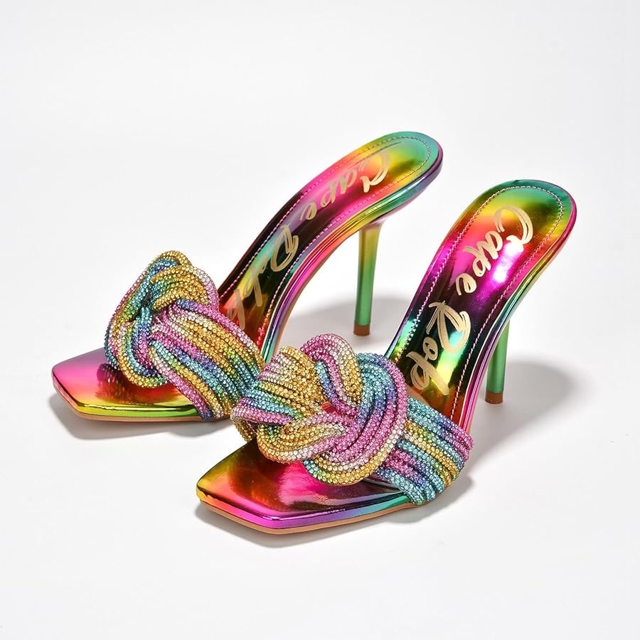 Cape Robbin Flynn Sexy High Heel Sandals, Rhinestone Embellished Knot Size 11