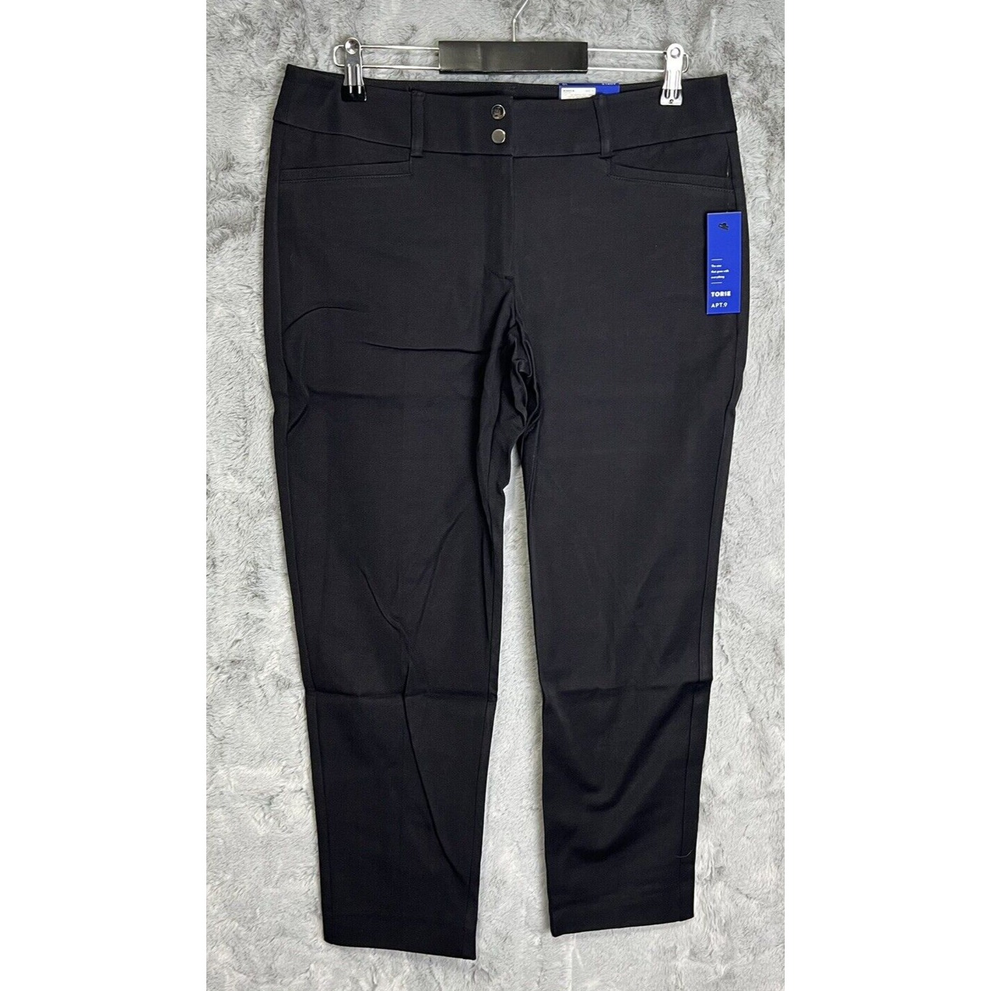 Apt 9 Ankle Mid Rise Torie Pants Womens Size 10 Mineral Black Stretch Fabric