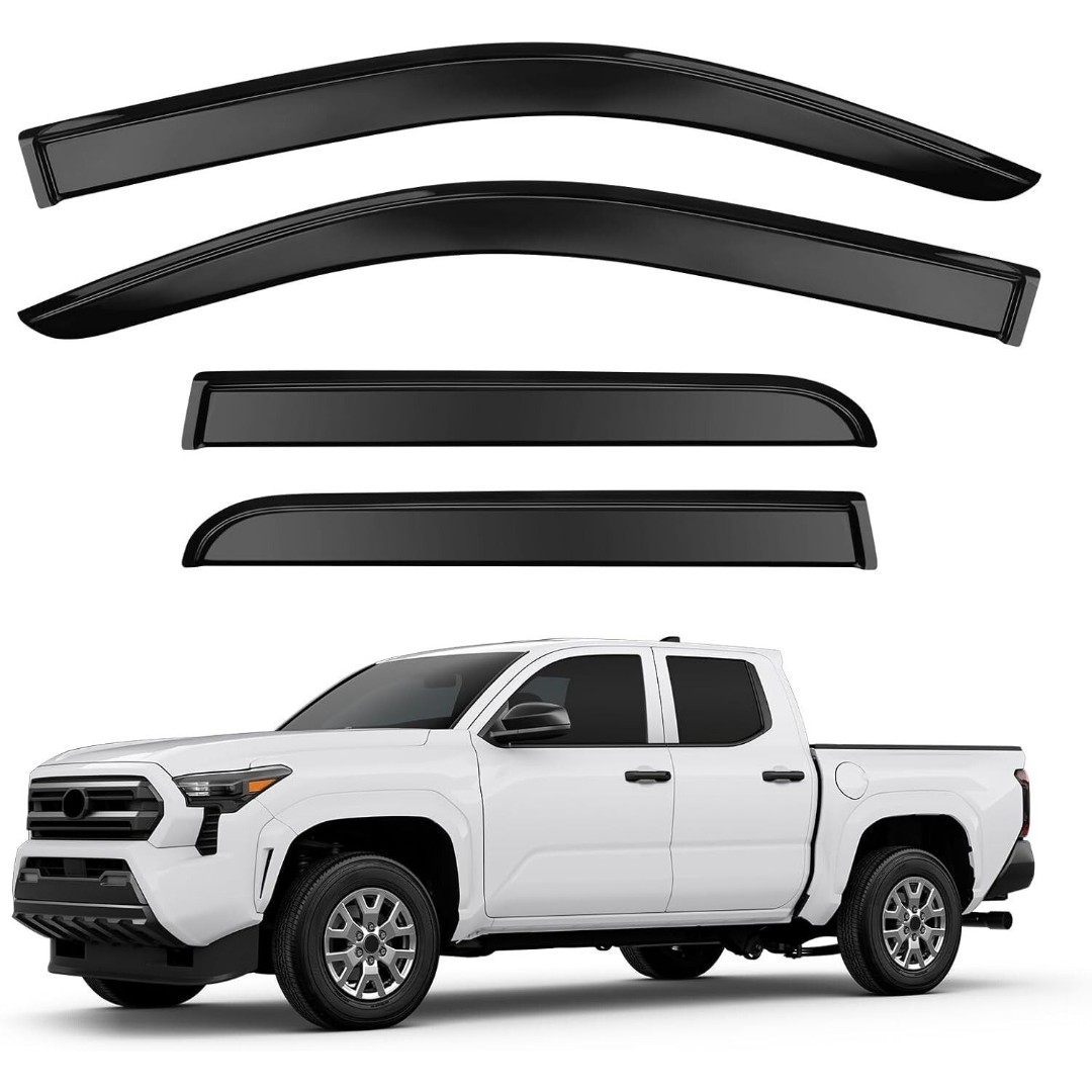 TECHPICCO Tape-On Window Rain Guards, Shade Deflectors for Tacoma 2024 2025