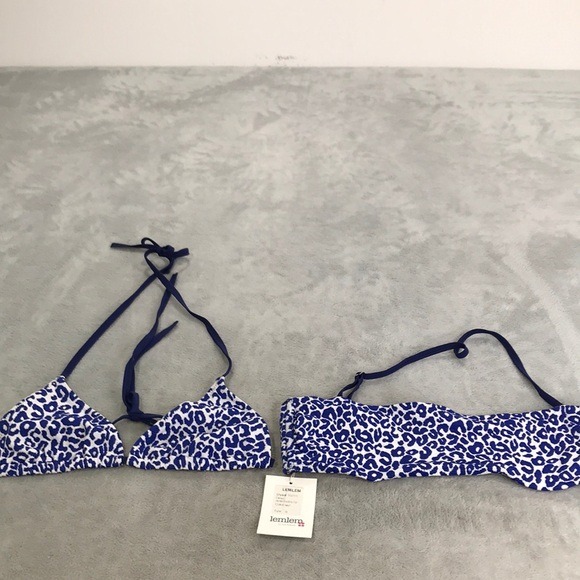 Lemlem Blue Animal Print Lot of 2 Bikini Tops Size Small New