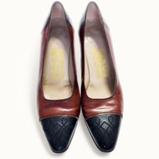 1980s Salvatore Ferragamo Western Style Kitten Heels – Brown & Black