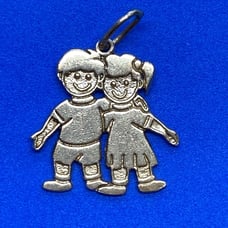 14K Yellow Gold Boy & Girl Friends Pals Buddies or Siblings Charm