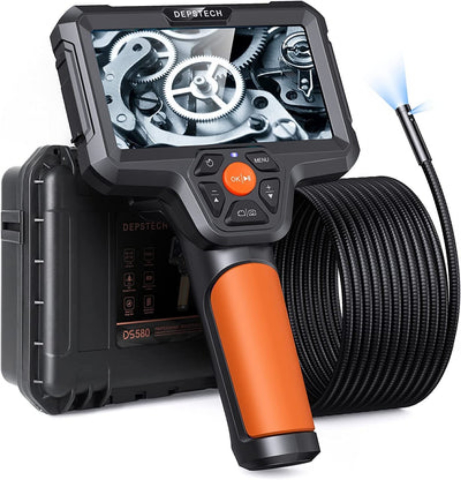 DEPSTECH 5.0MP Dual Lens Borescope, 5'' IPS Screen Endoscope Camera (E2748)