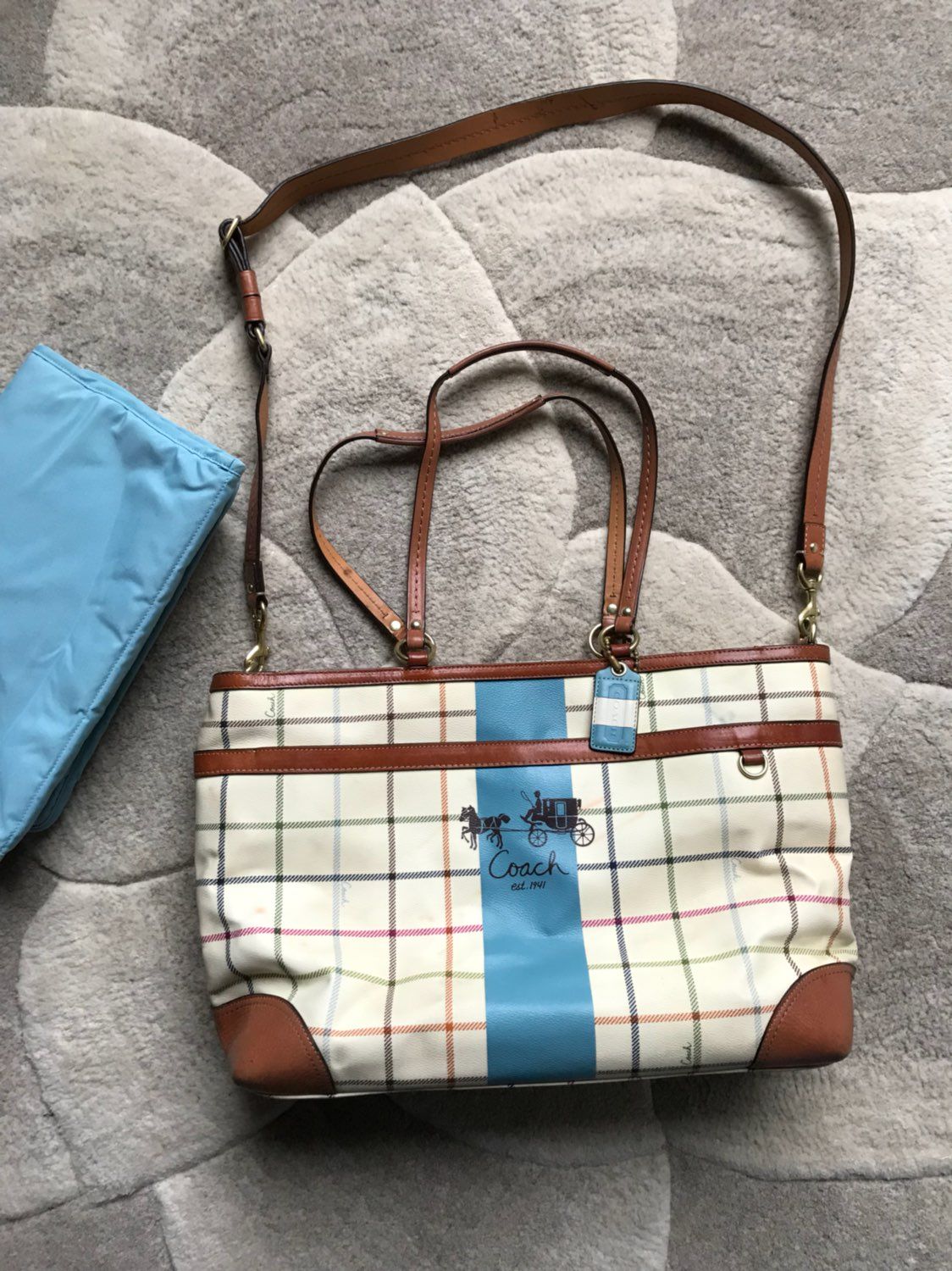 XL Coach Tattersall Diaper Bag GUC