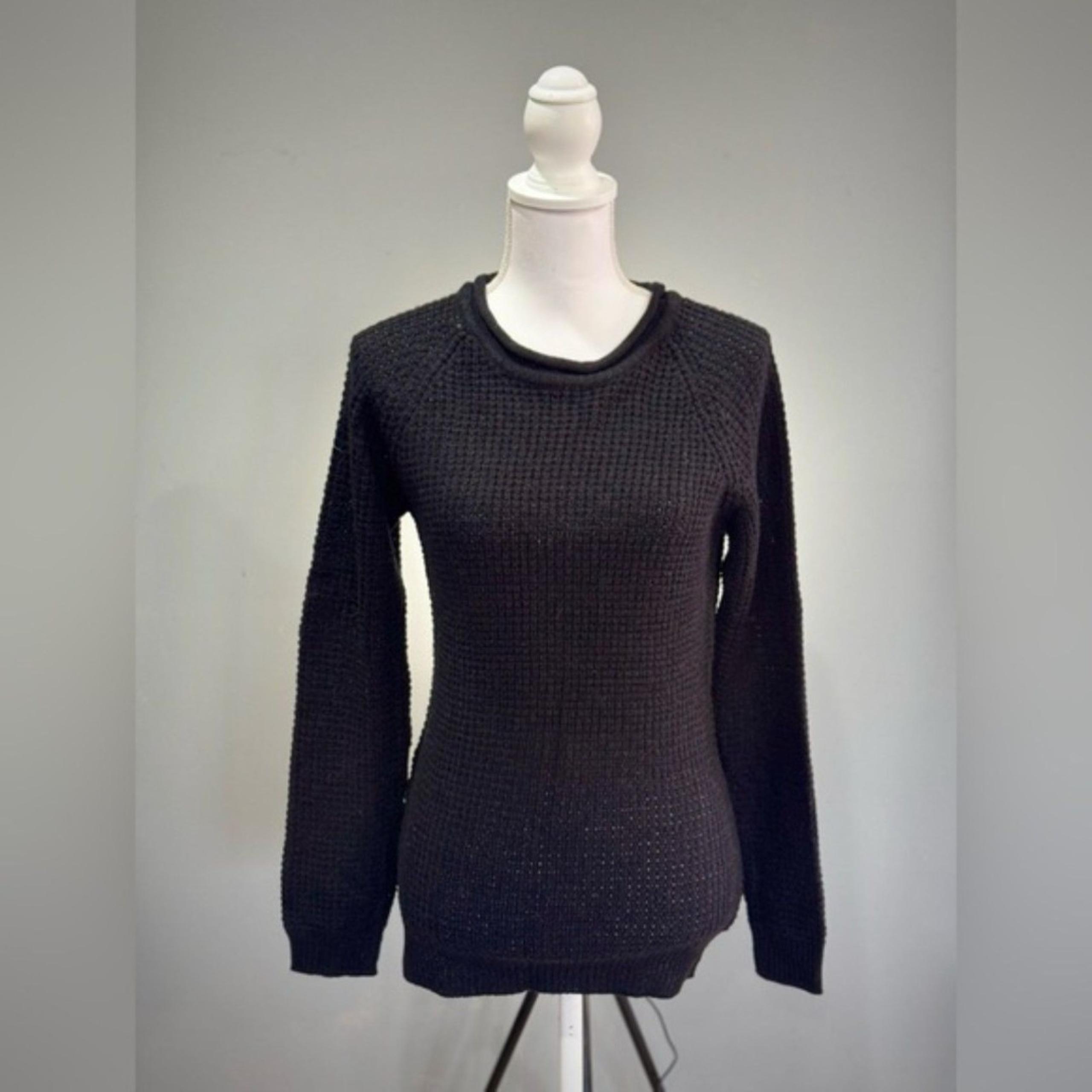 SALE! Black Ambiance Apparel Waffle Knit Crewneck Sweater Size M EUC
