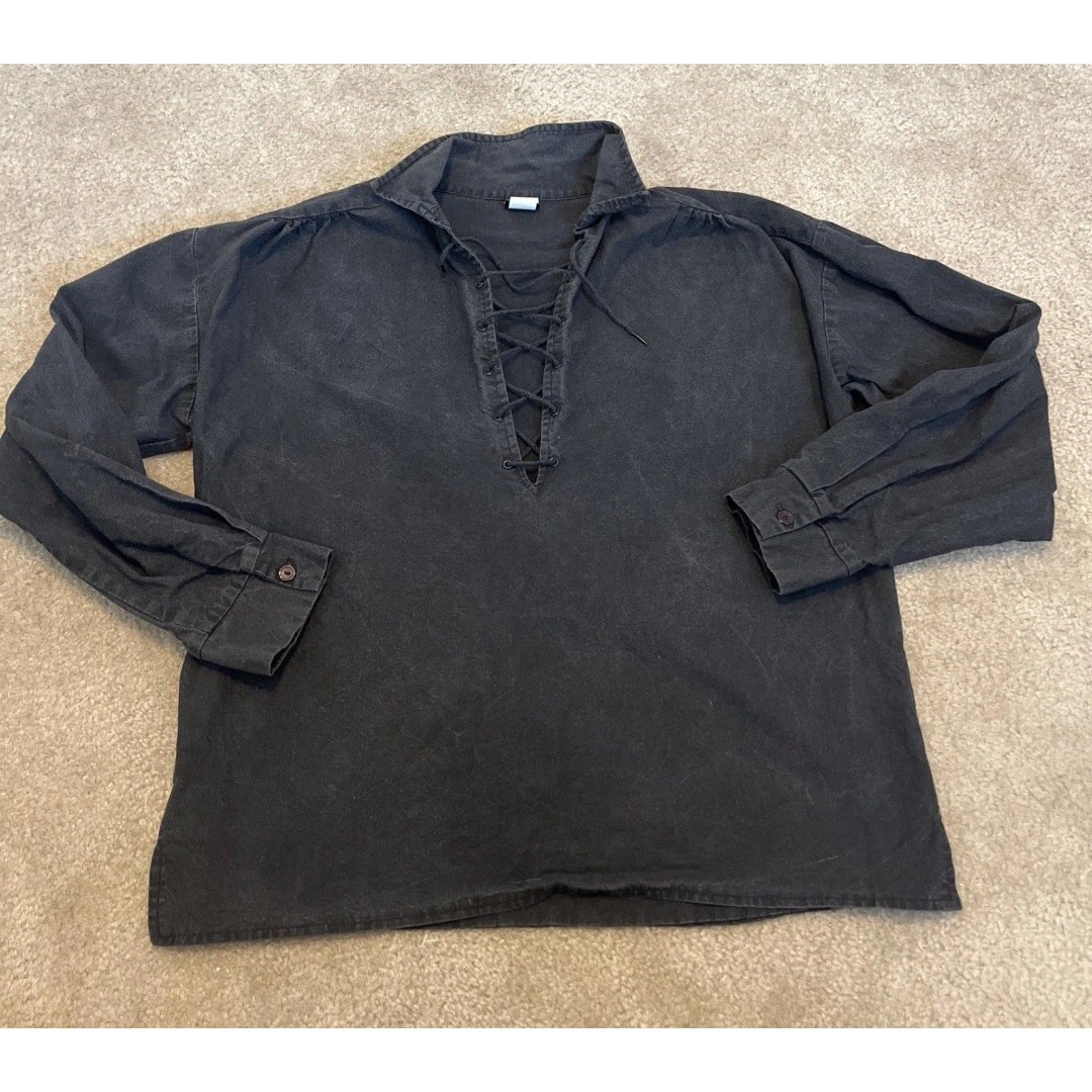 FREDERICKS OF HOLLYWOOD Men's Vintage Renaissance Shirt Black Size Medium