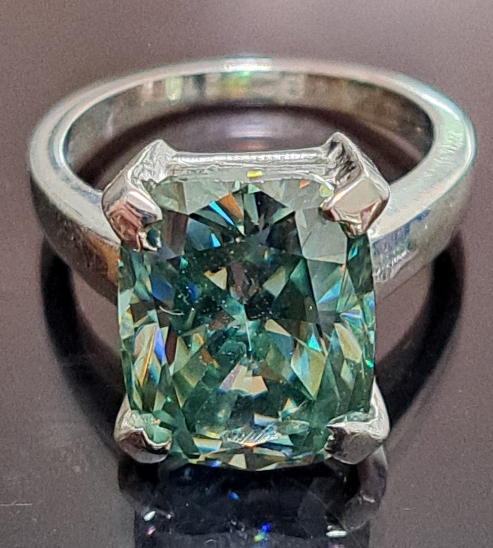 *CERTIFIED* STUNNING 8.25 CT CUSHION CUT BLUE NATURAL HPHT DIAMOND RING Sz 7.25
