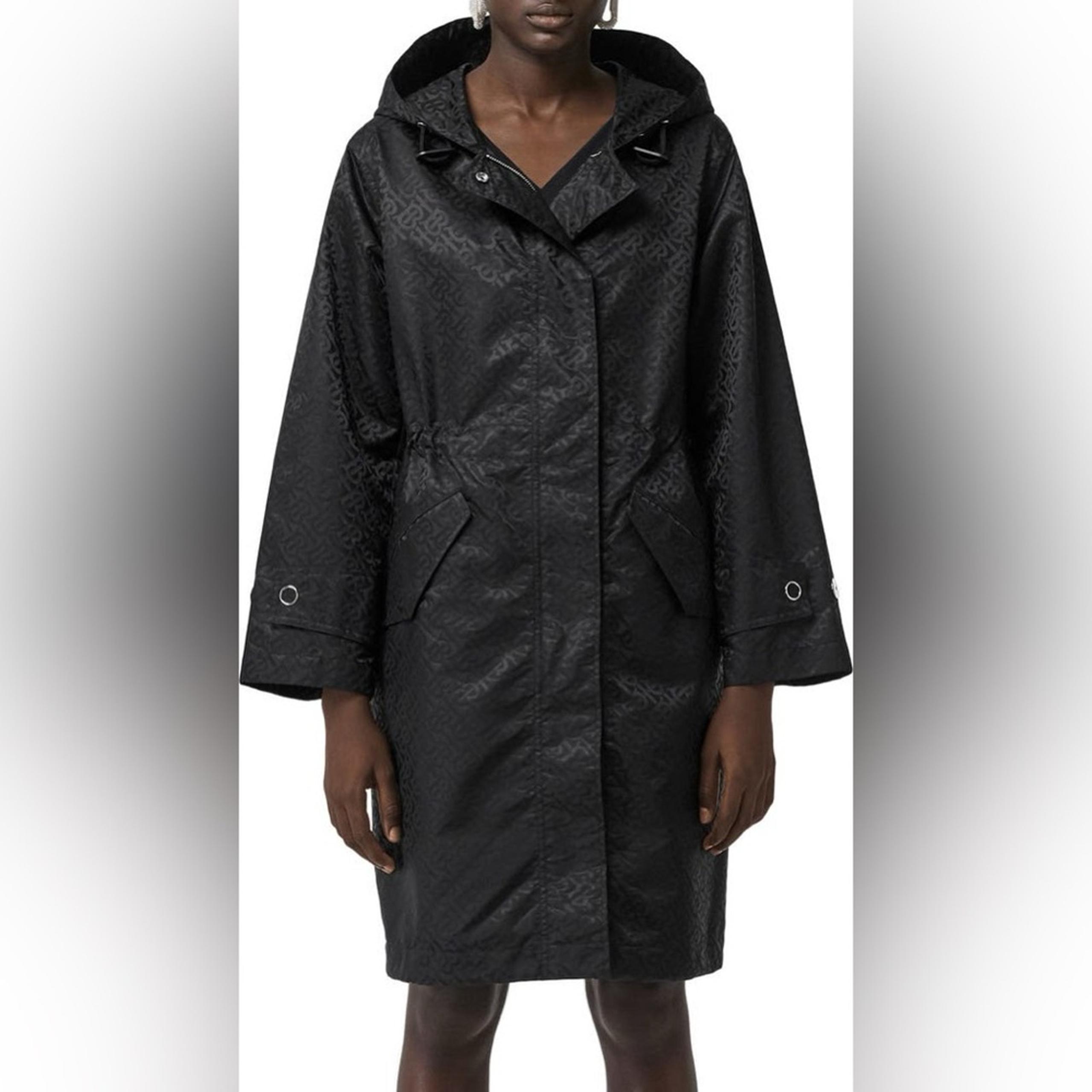 Burberry Kirkton TB Jacquard Parka Monogram Print Zip Up Rain Jacket 4 Small